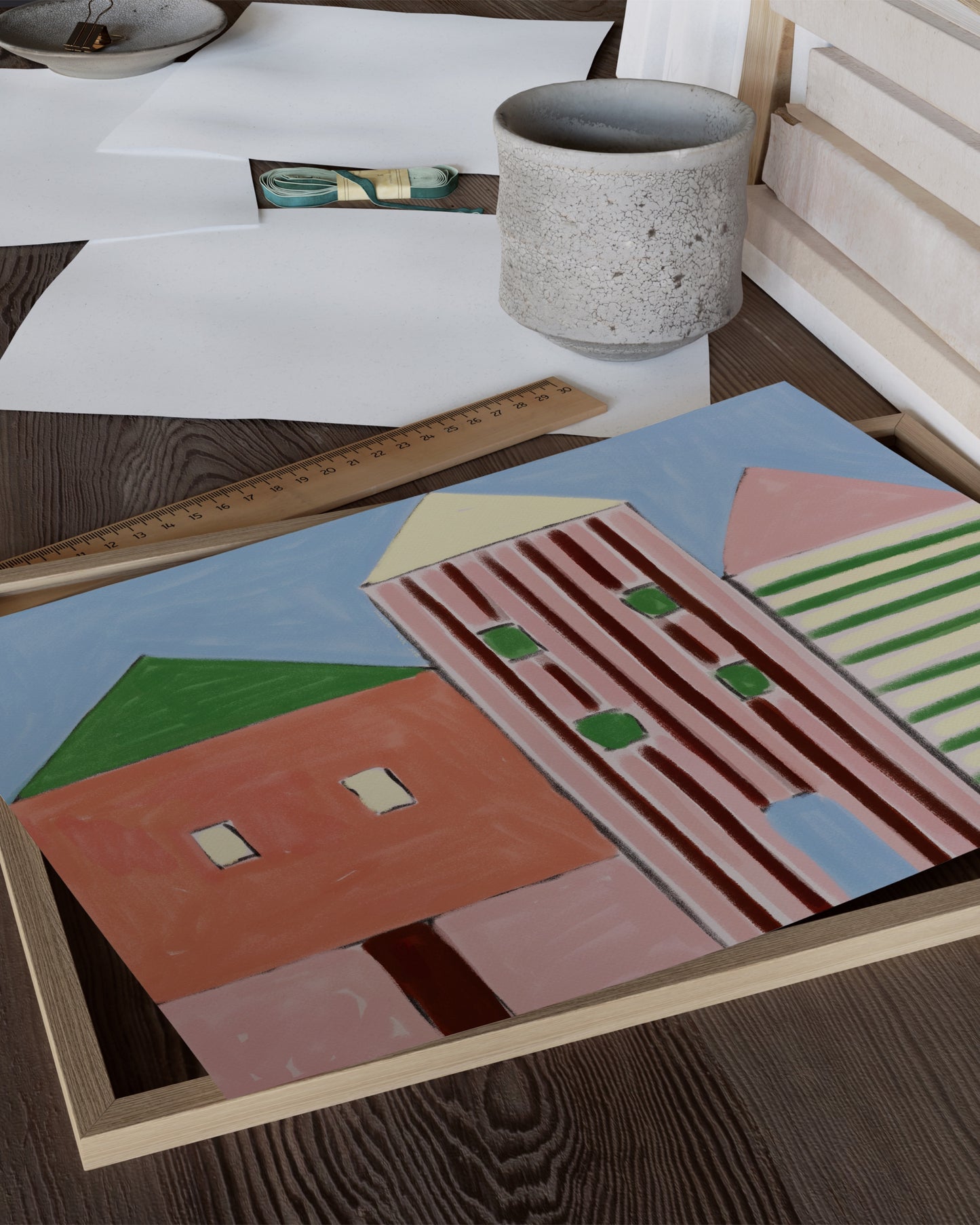 Village Illustration Printable Wall Art | Digital Download printable wall art by Paperhus