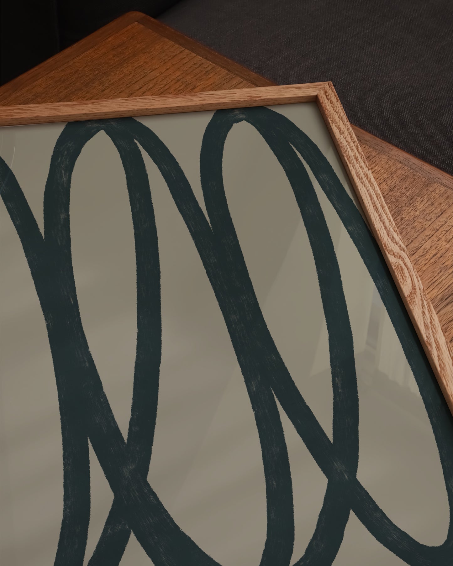 Oval Loops Print | Modern Line Art in Charcoal and Taupe