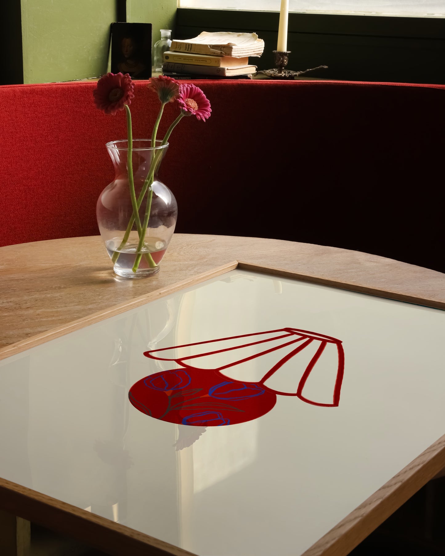 Little Red Lamp Print | Retro Inspired Minimal Illustration