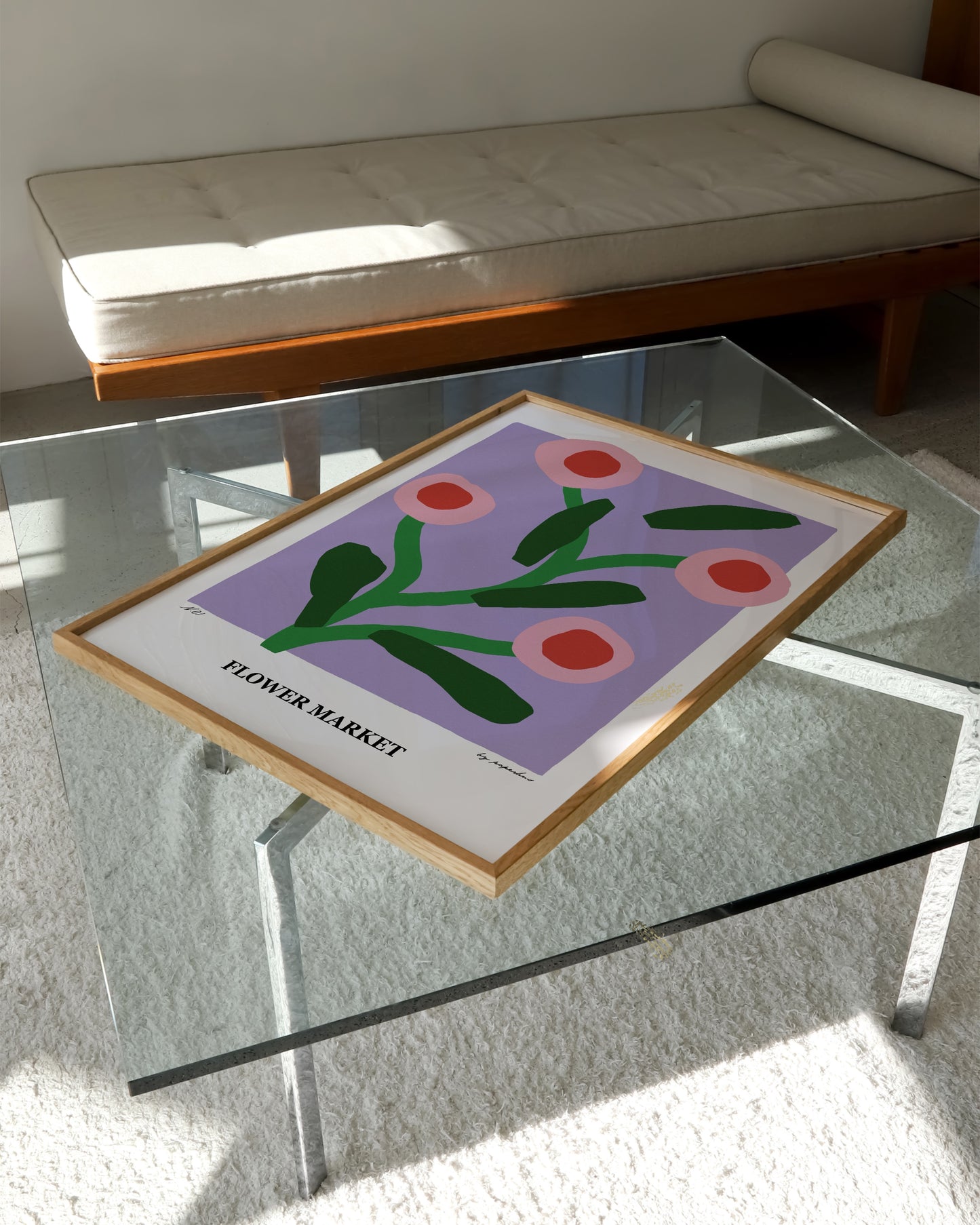 Flower Market Print | Purple Floral Poster with Scandinavian Abstract Style