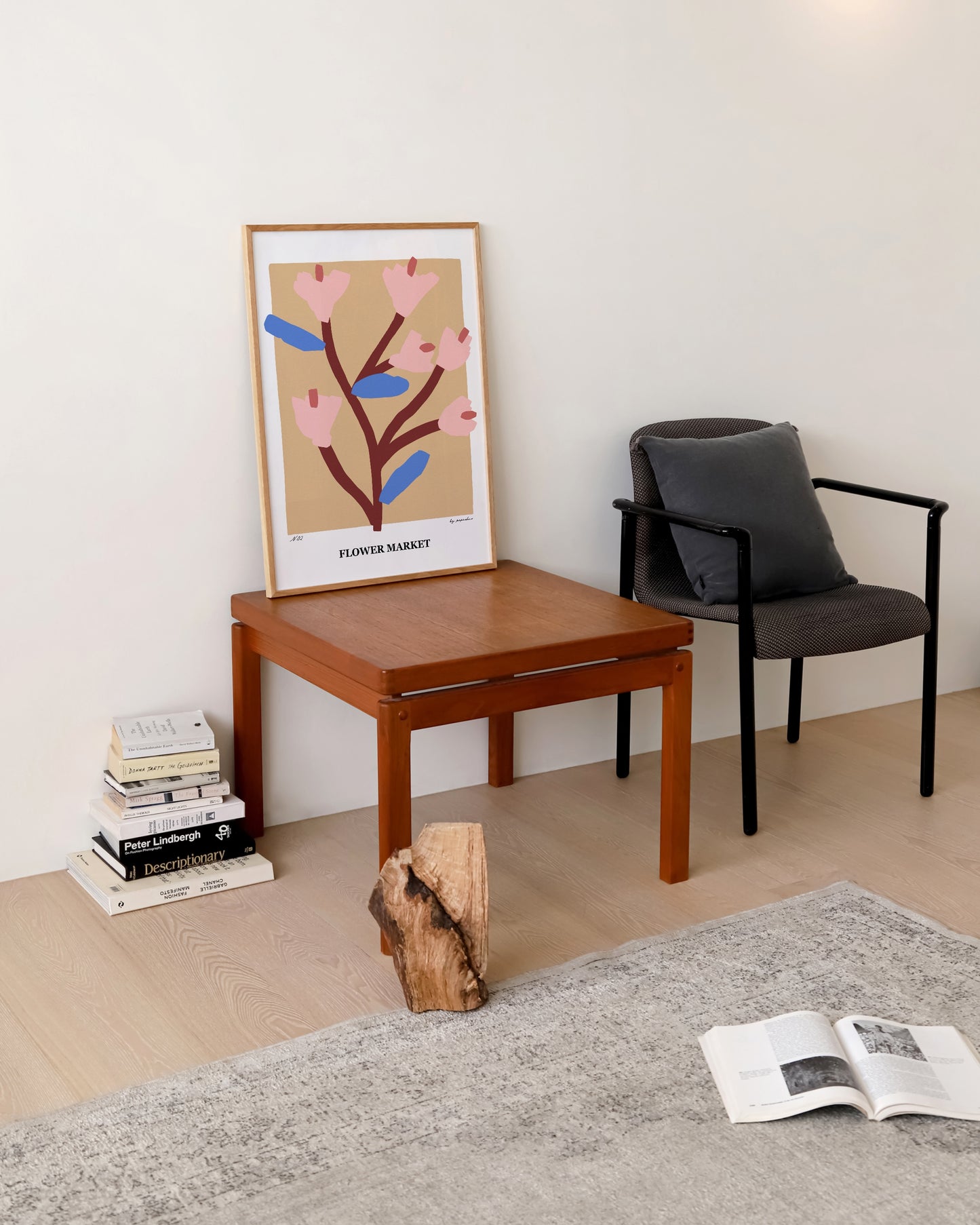 Flower Market Print | Beige Floral Poster with Modern Minimal Design