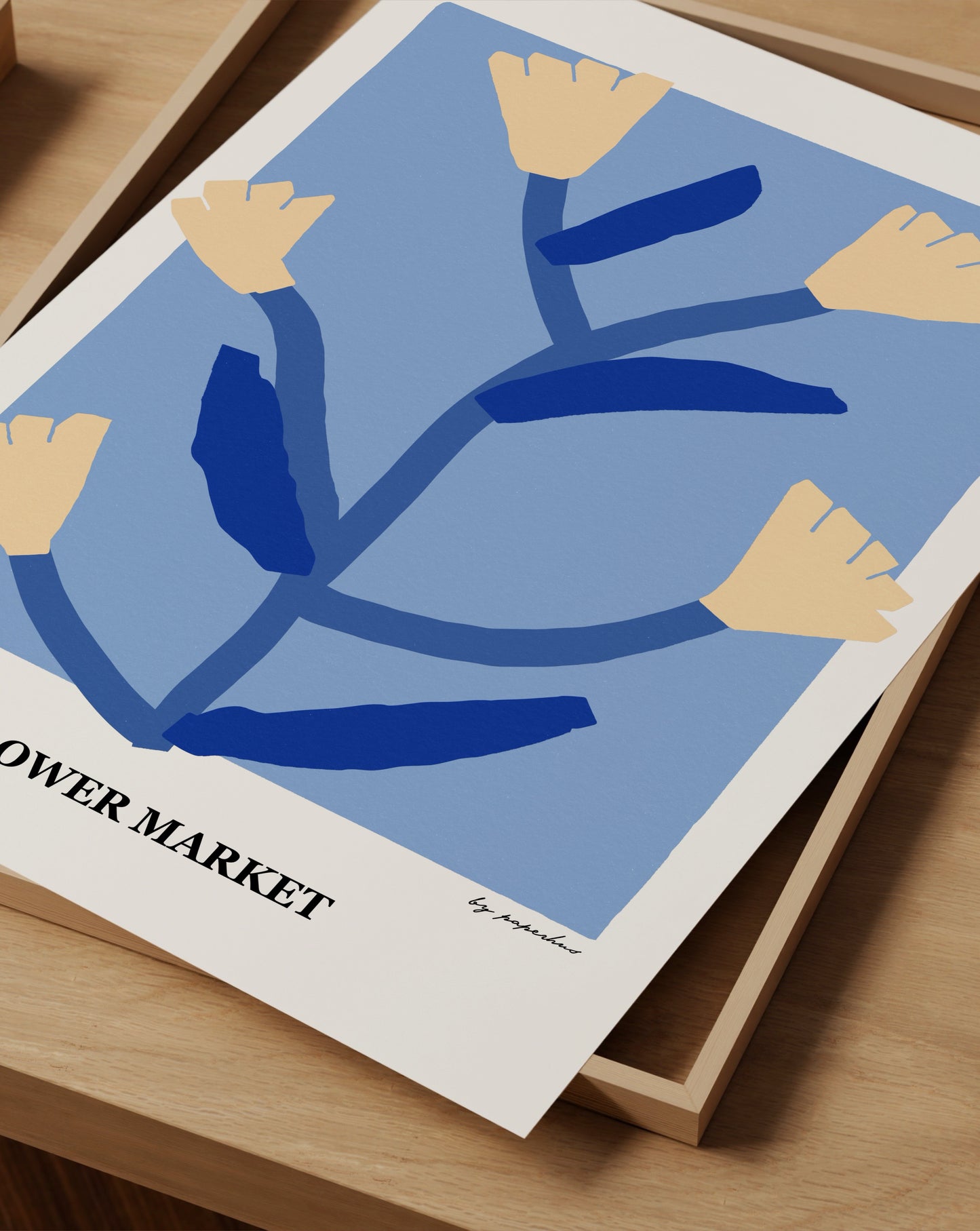 Flower Market Print | Blue Floral Poster with Modern Minimal Design