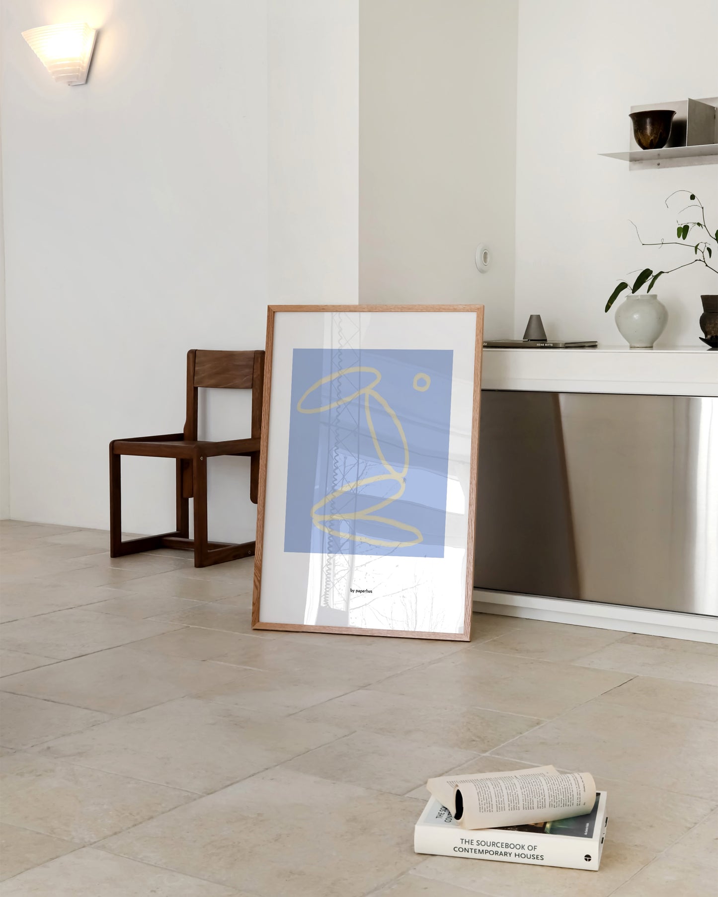 Minimal Abstract Line Art in Blue | Modern Scandinavian Wall Print