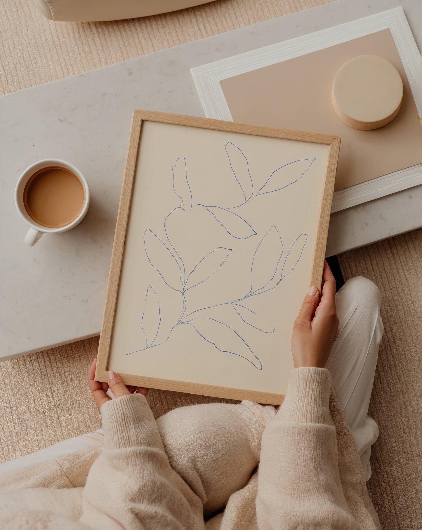 Blue Botanical Line Print