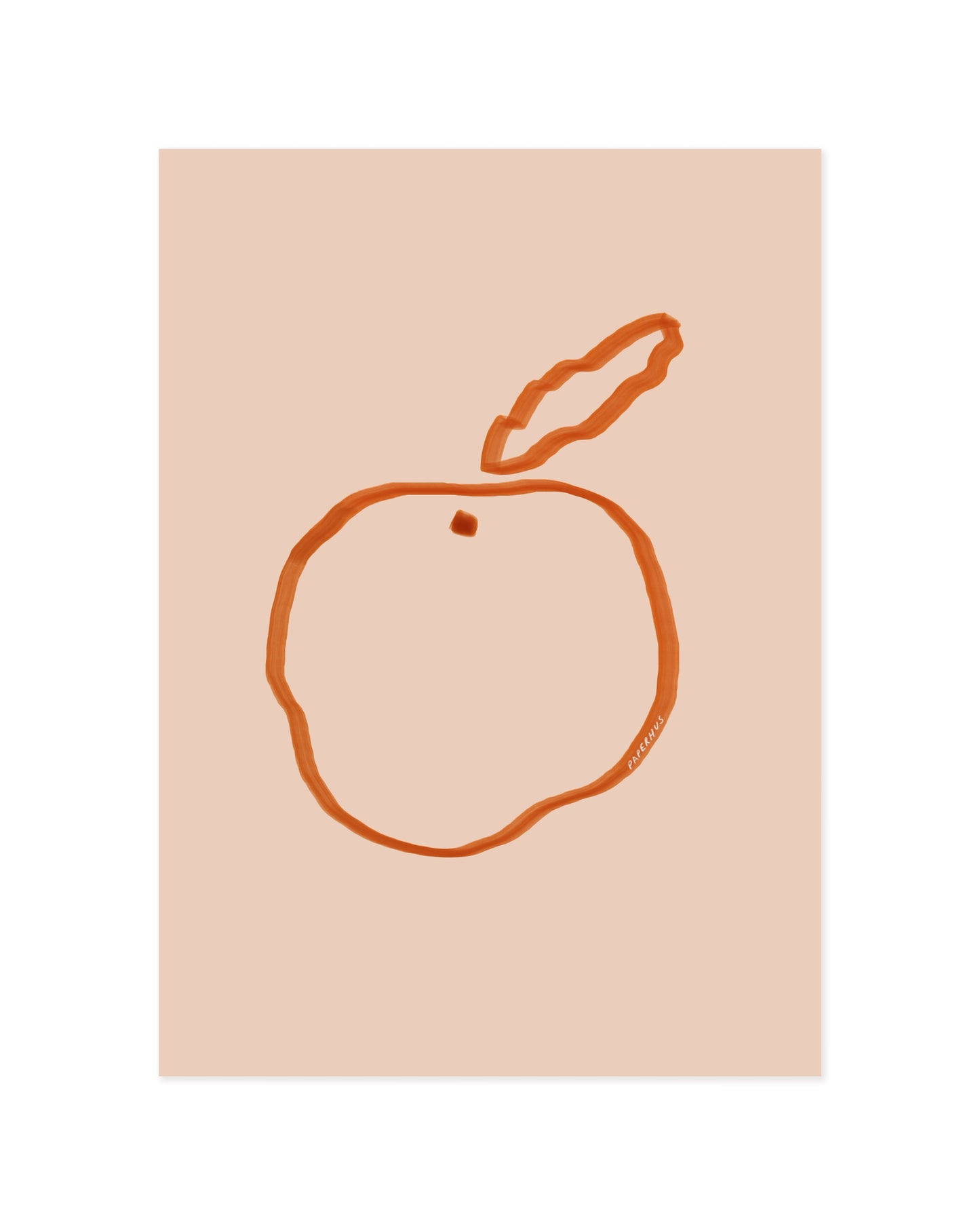 Minimal orange illustration on a blush pink background