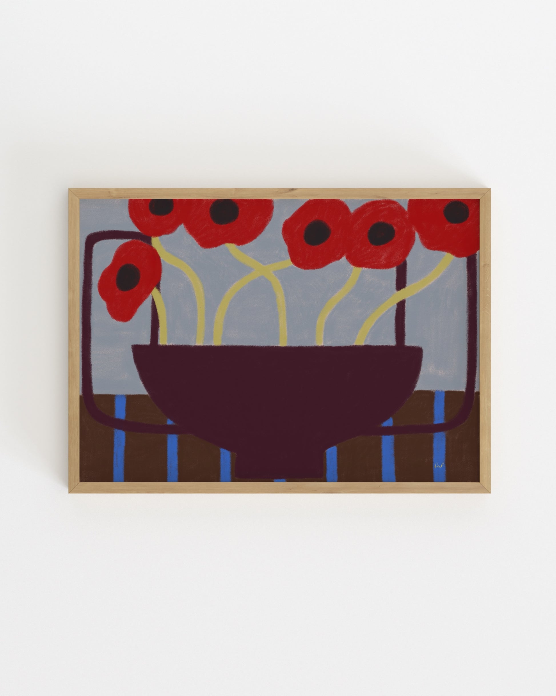 Burgundy poppy wall art 