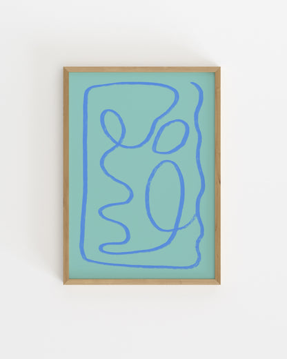 Green and blue abstract line art printable 