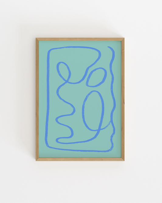 Green and blue abstract line art printable 