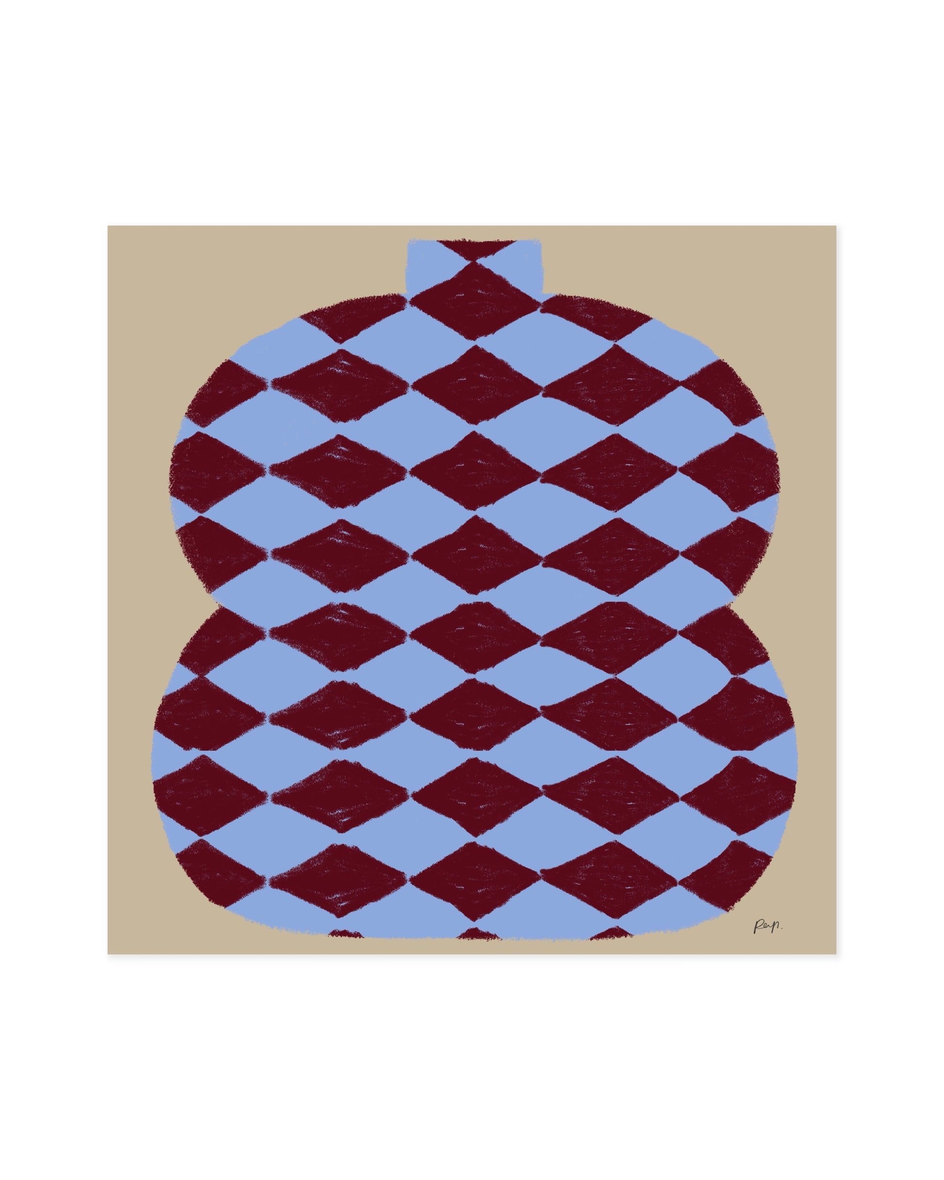 Blue & burgundy abstract vase printable wall art 