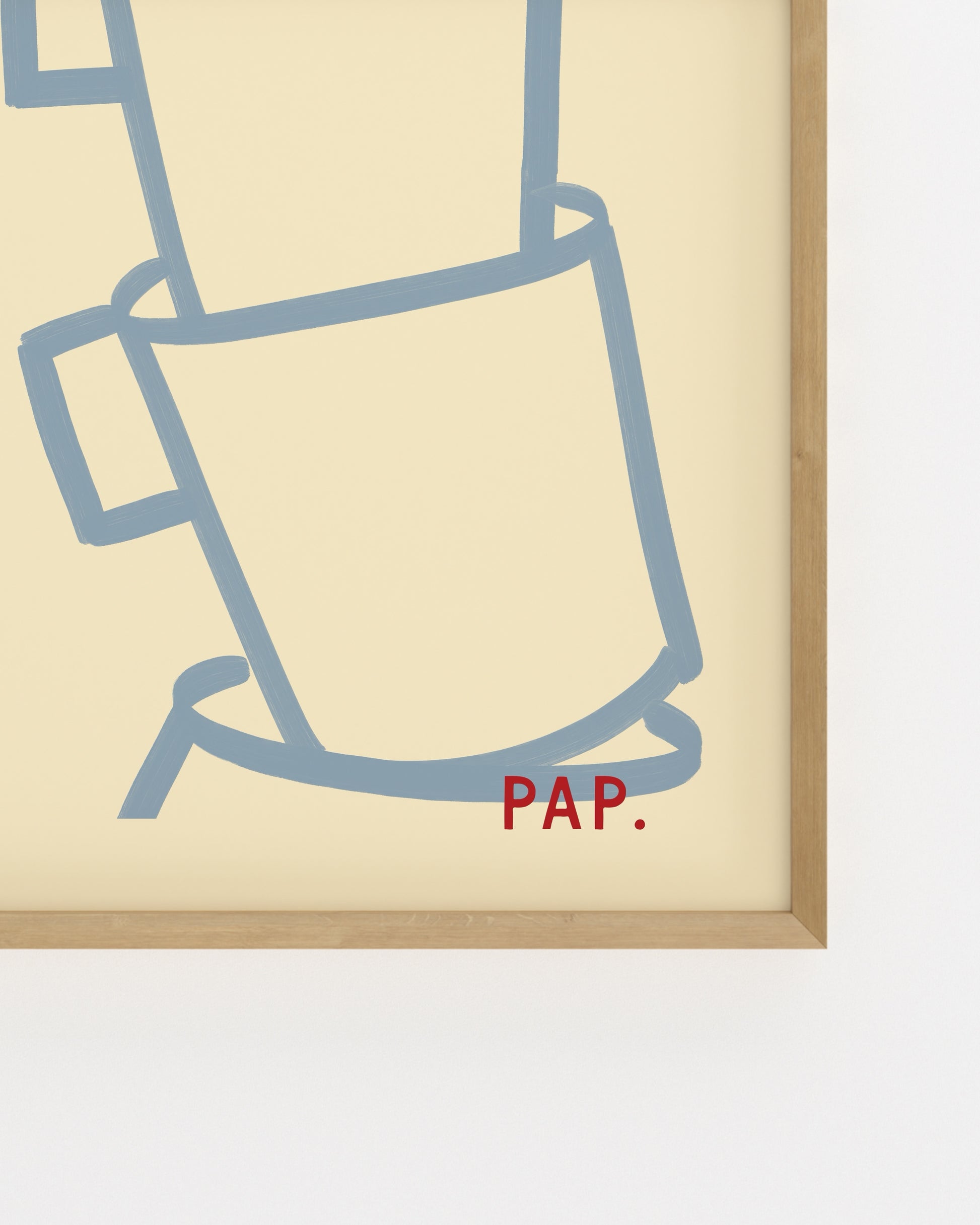 Minimal stacked coffee cup illustration with Coffee Hus typography on a cream background