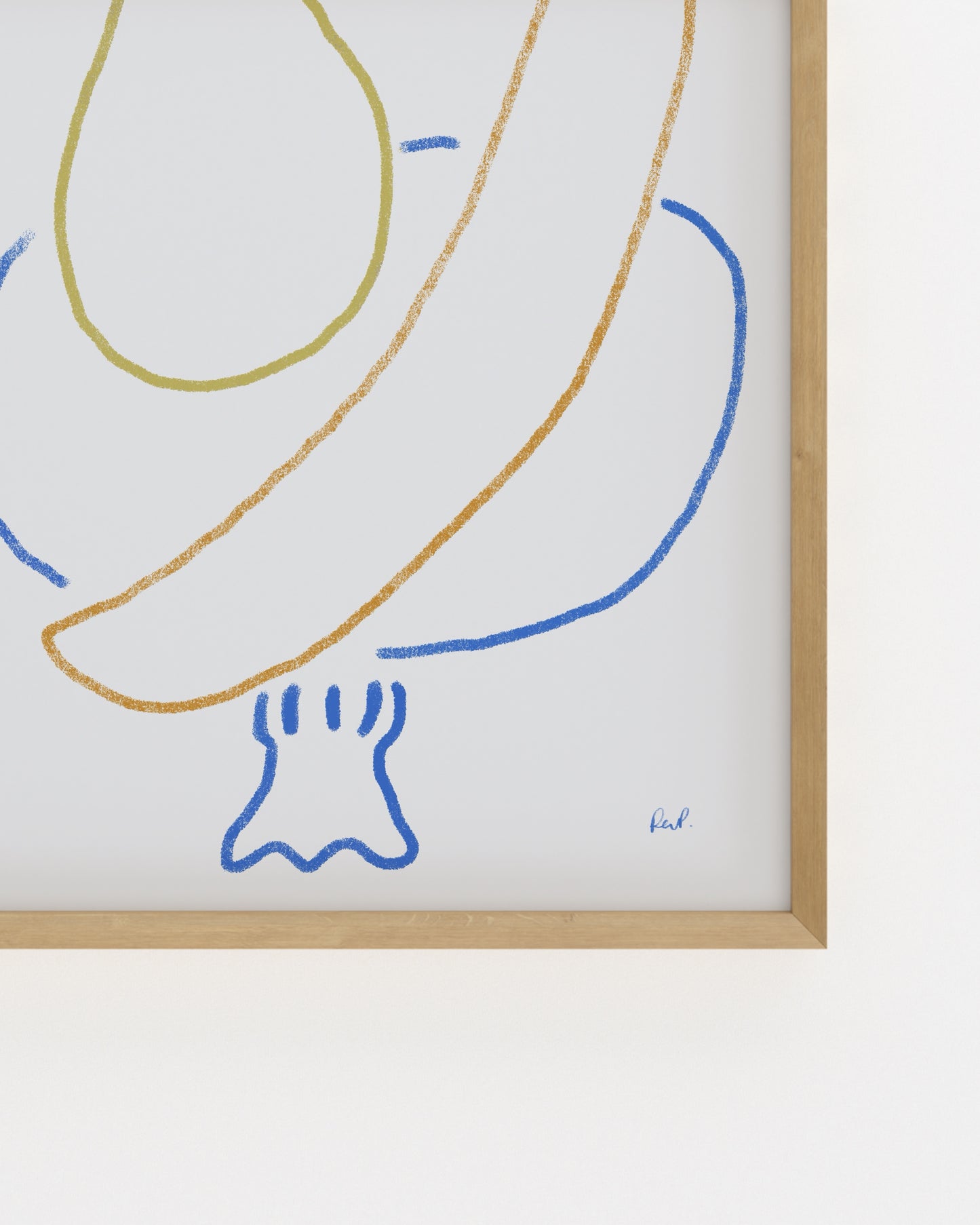 Minimalist hand-drawn pear and banana printable wall art with colourful line illustrations.