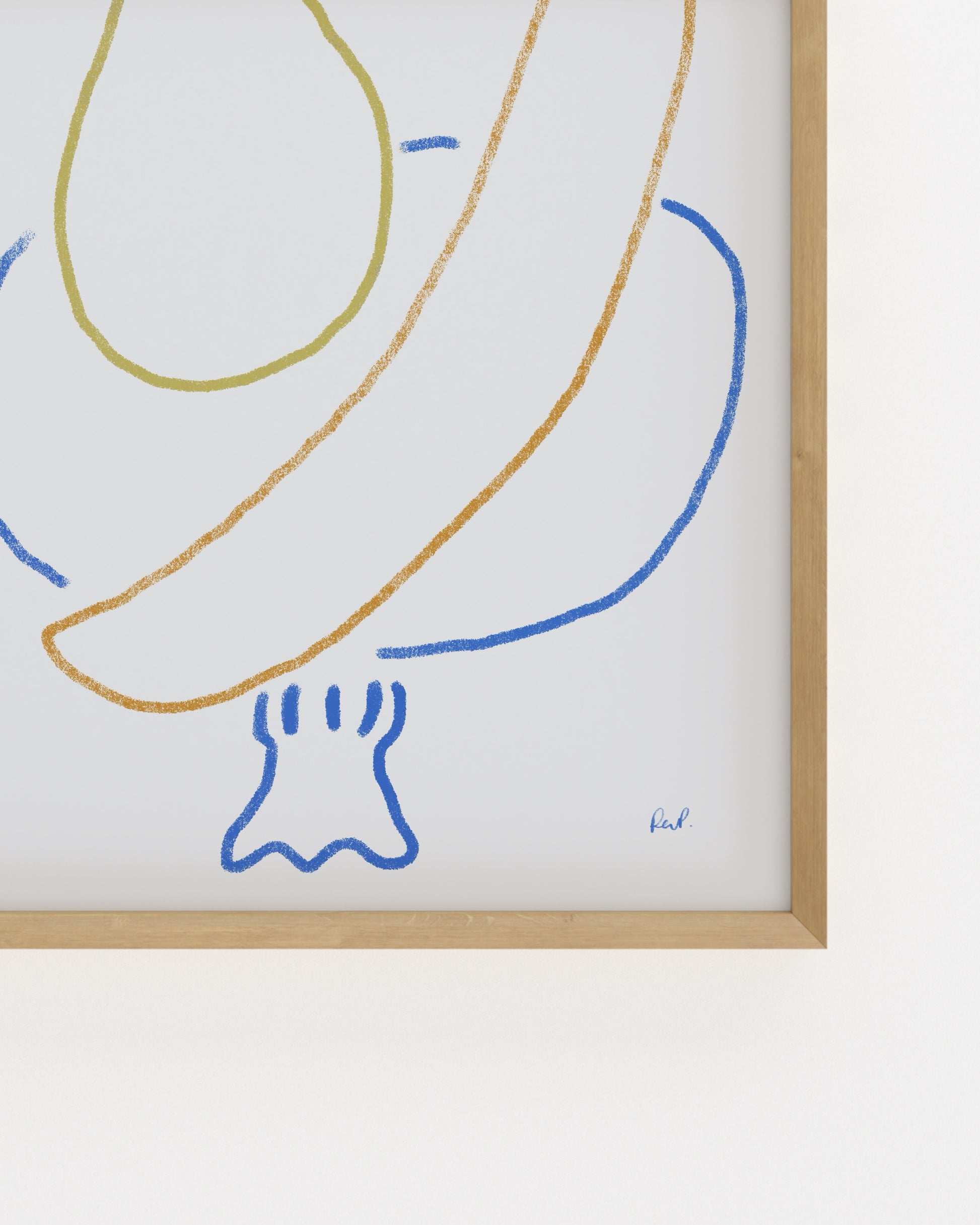 Minimalist hand-drawn pear and banana printable wall art with colourful line illustrations.