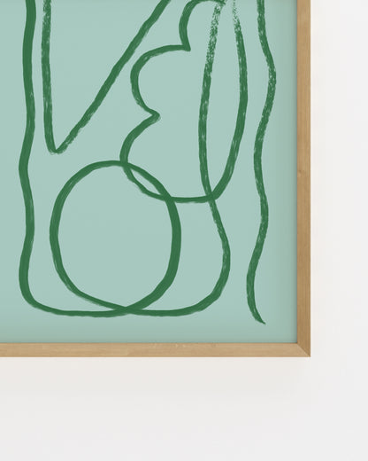 Minimal printable wall art in green 