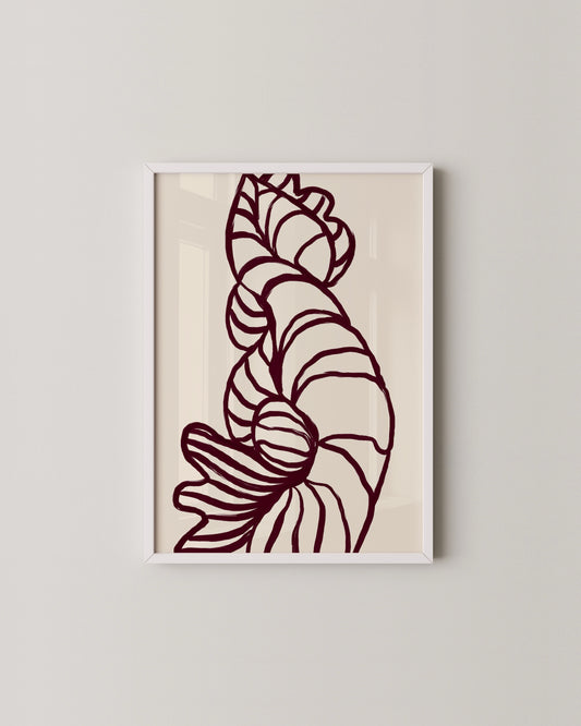 Shell Line Drawing Print | Minimal Coastal Art in Neutral Tones