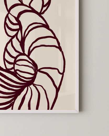 Shell Line Drawing Print | Minimal Coastal Art in Neutral Tones