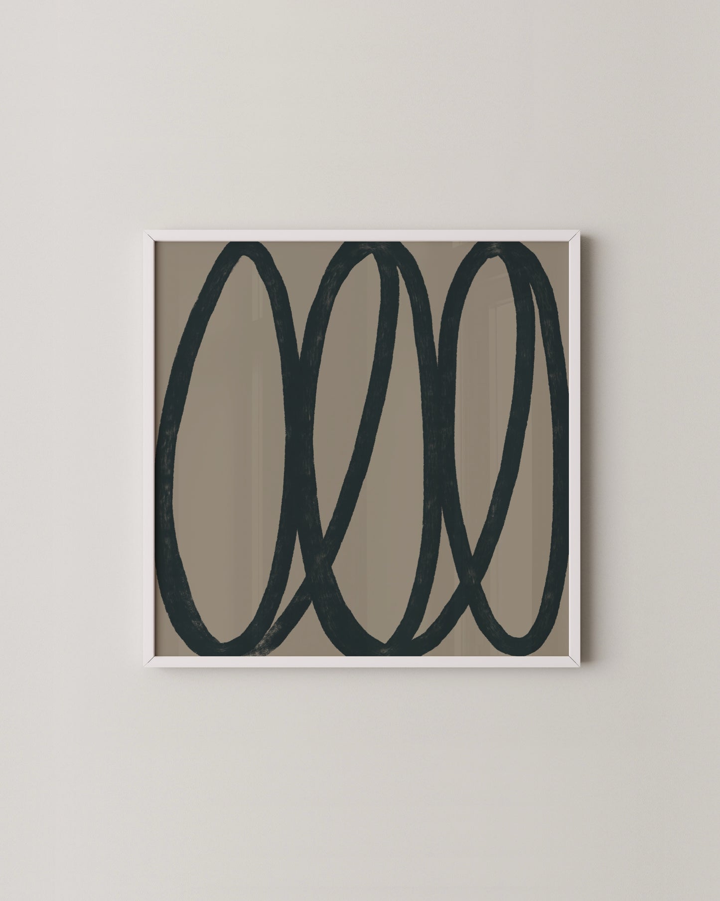 Oval Loops Print | Modern Line Art in Charcoal and Taupe