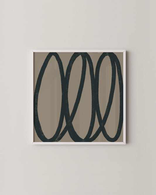 Oval Loops Print | Modern Line Art in Charcoal and Taupe