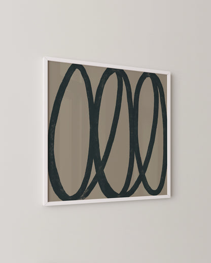Oval Loops Print | Modern Line Art in Charcoal and Taupe
