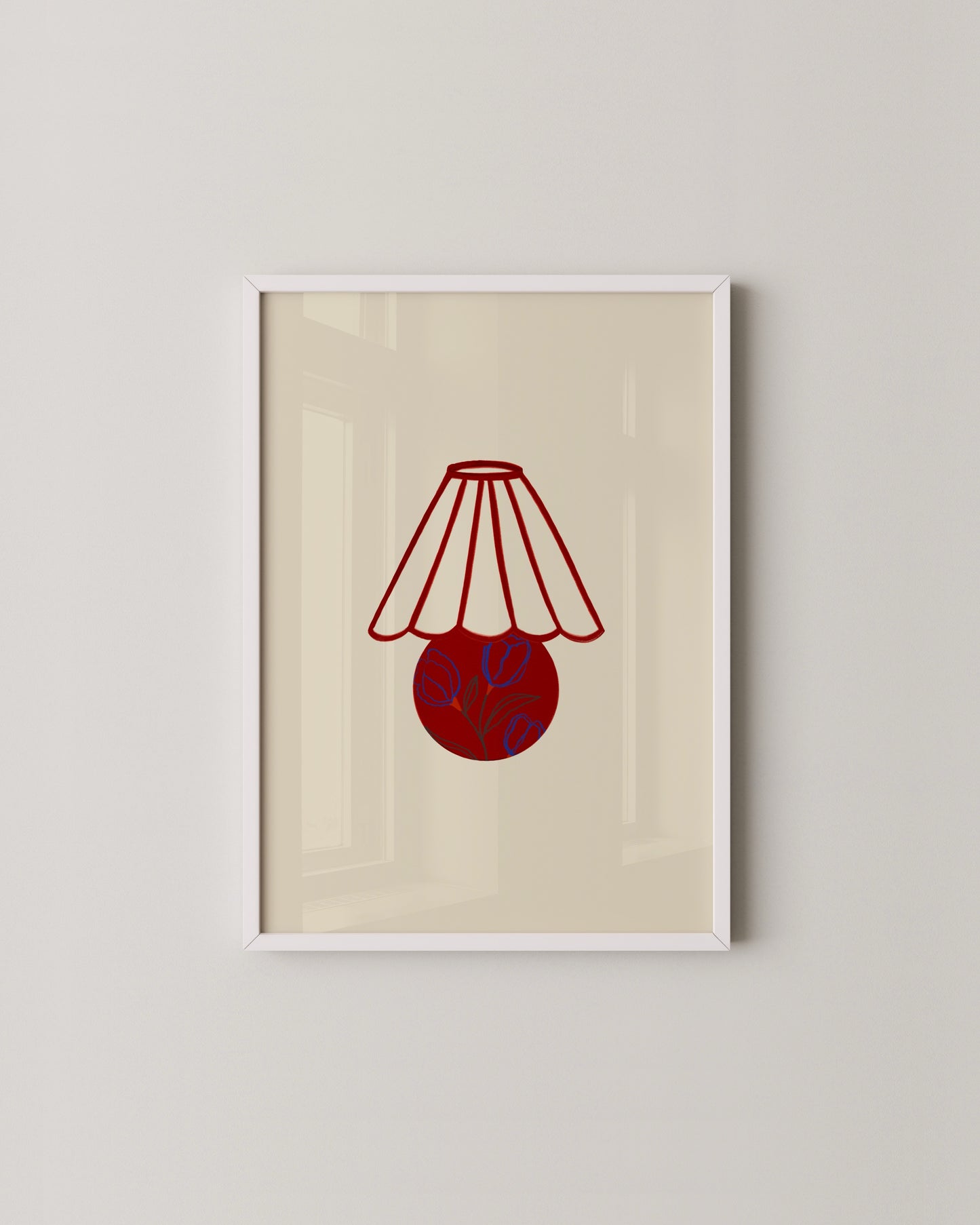 Little Red Lamp Print | Retro Inspired Minimal Illustration