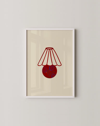 Little Red Lamp Print | Retro Inspired Minimal Illustration