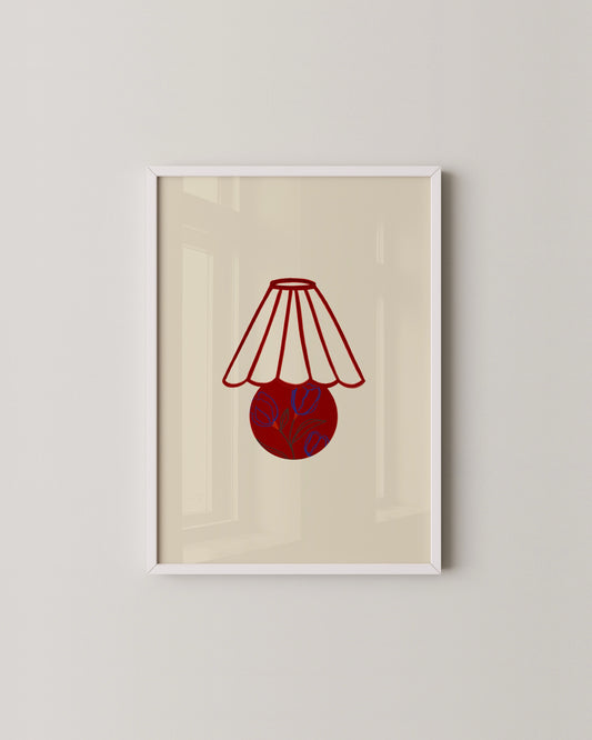 Little Red Lamp Print | Retro Inspired Minimal Illustration