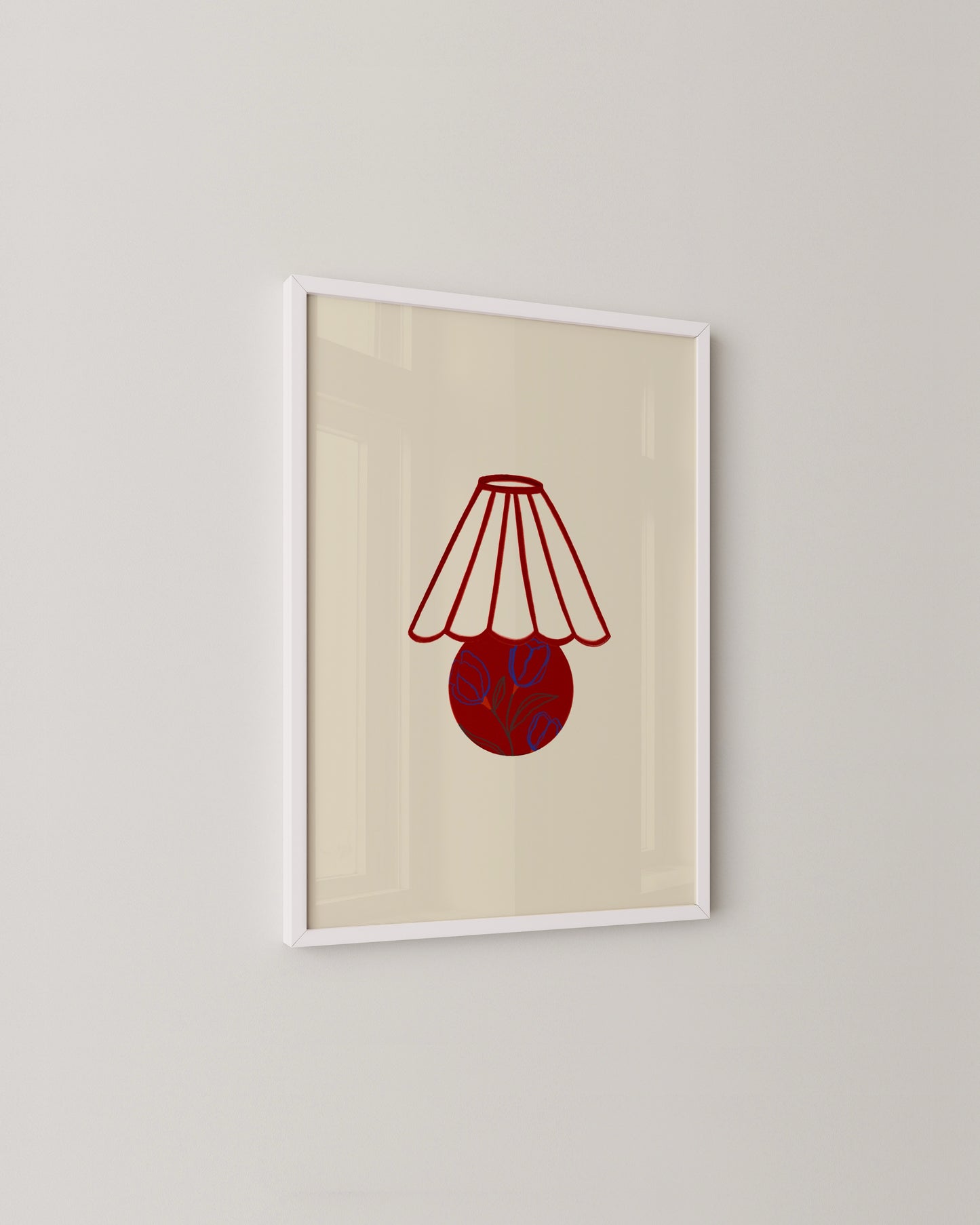 Little Red Lamp Print | Retro Inspired Minimal Illustration