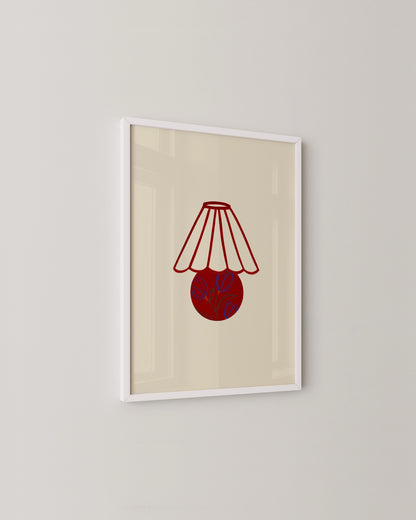 Little Red Lamp Print | Retro Inspired Minimal Illustration