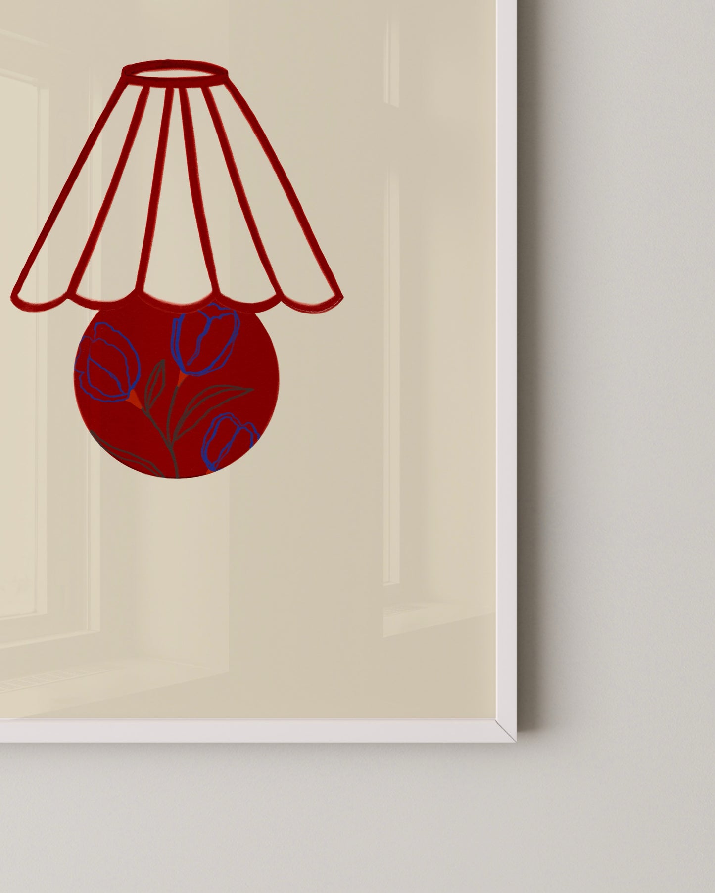 Little Red Lamp Print | Retro Inspired Minimal Illustration