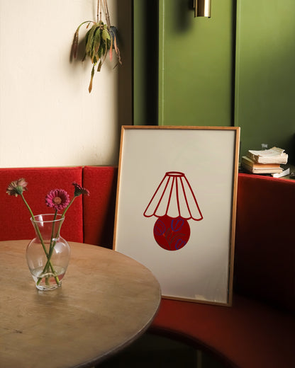 Little Red Lamp Print | Retro Inspired Minimal Illustration