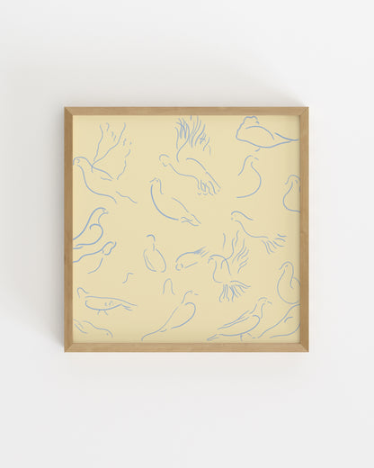 Square Edit. Bird Line printable wall art by Paperhus