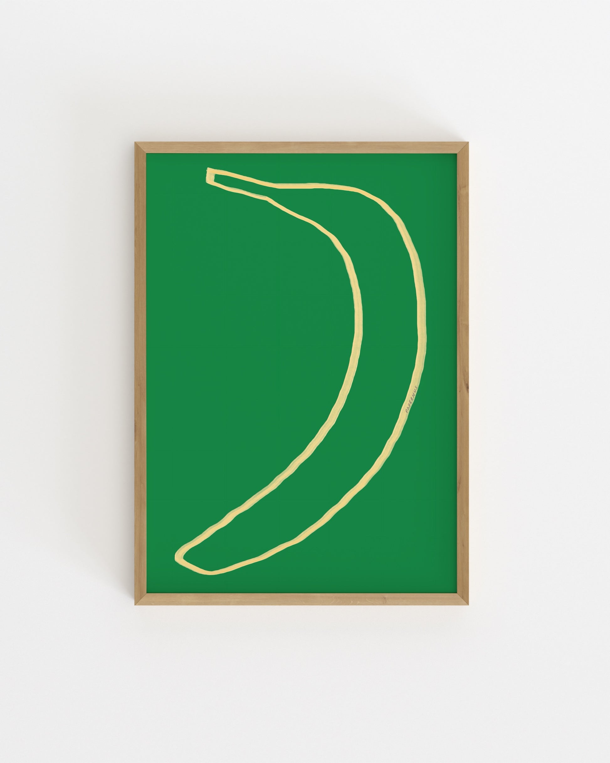 Minimal banana illustration on a green background