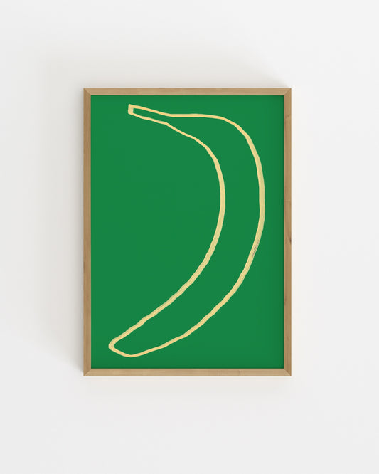 Minimal banana illustration on a green background