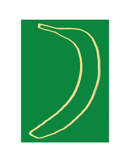 Minimal banana illustration on a green background