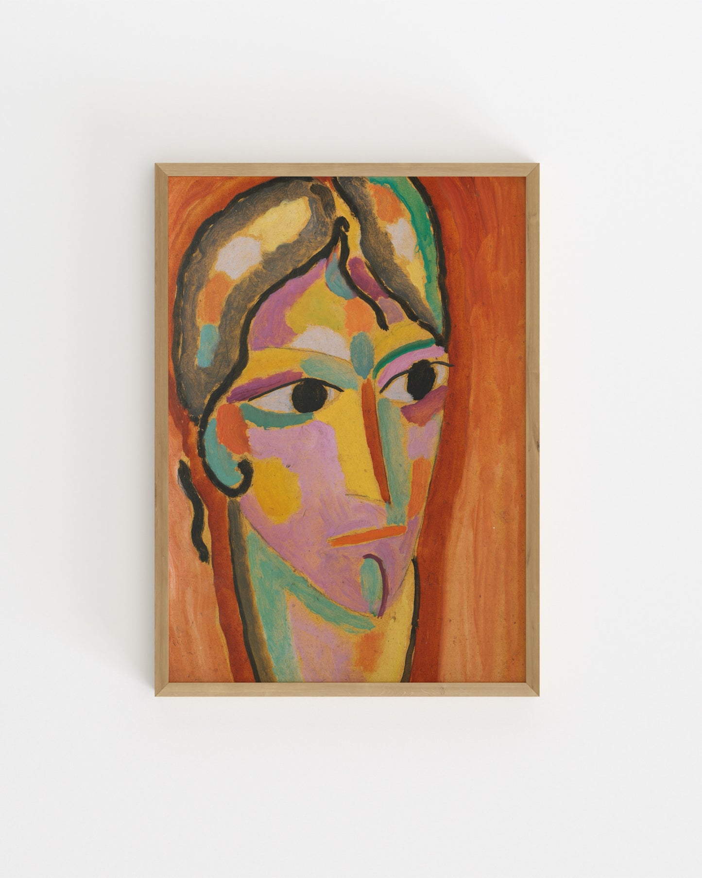 Expressionist portrait of a woman by Alexej von Jawlensky featuring vibrant colours and bold abstract facial features