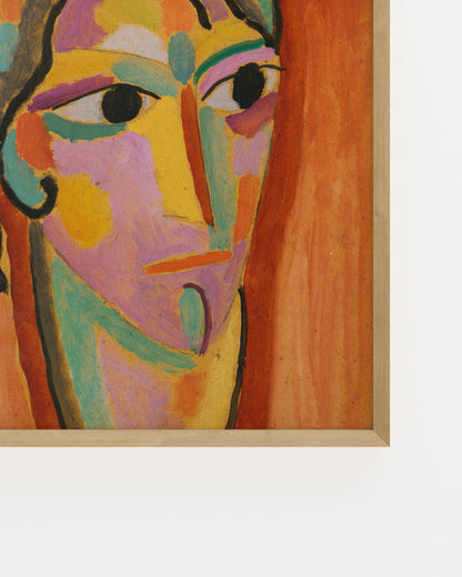 Expressionist portrait of a woman by Alexej von Jawlensky featuring vibrant colours and bold abstract facial features