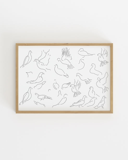 Bird Line Drawing Printable Wall Art | Digital Download printable wall art by Paperhus