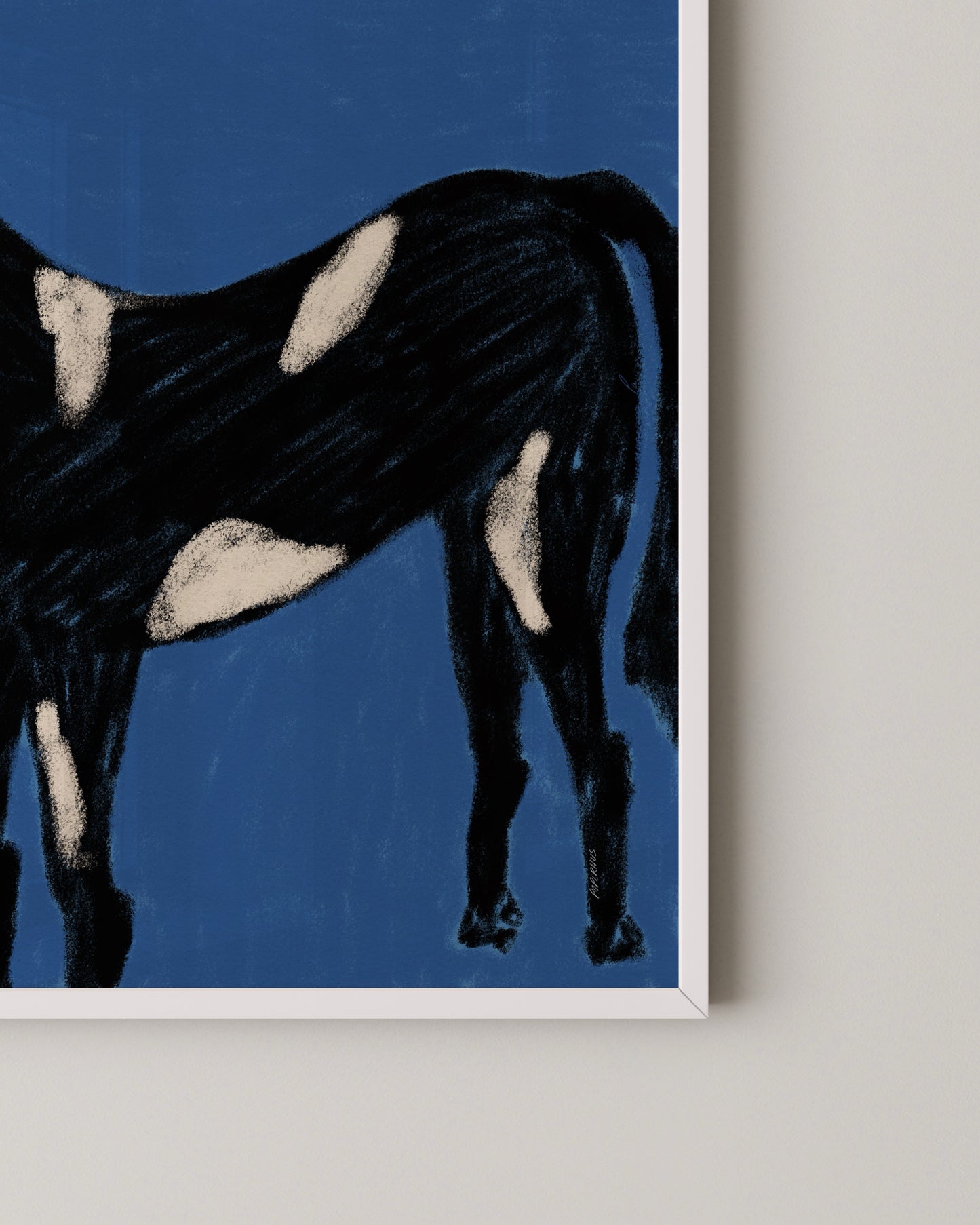 Spotted Horse Print | Modern Animal Art in Deep Blue Tones