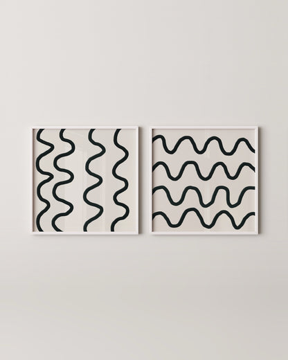 Wavy Print Set | Square Abstract Print Set