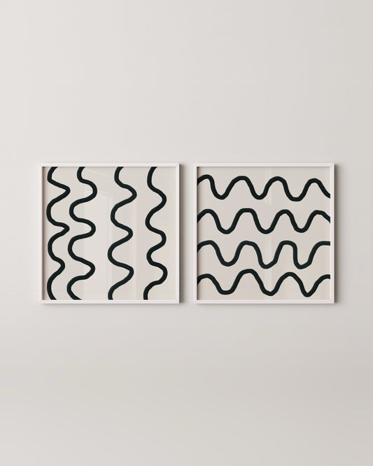 Wavy Print Set | Square Abstract Print Set
