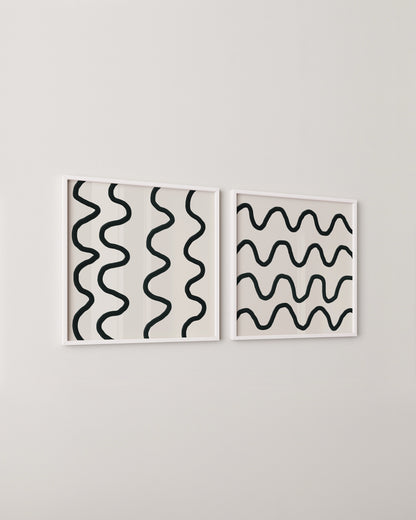 Wavy Print Set | Square Abstract Print Set