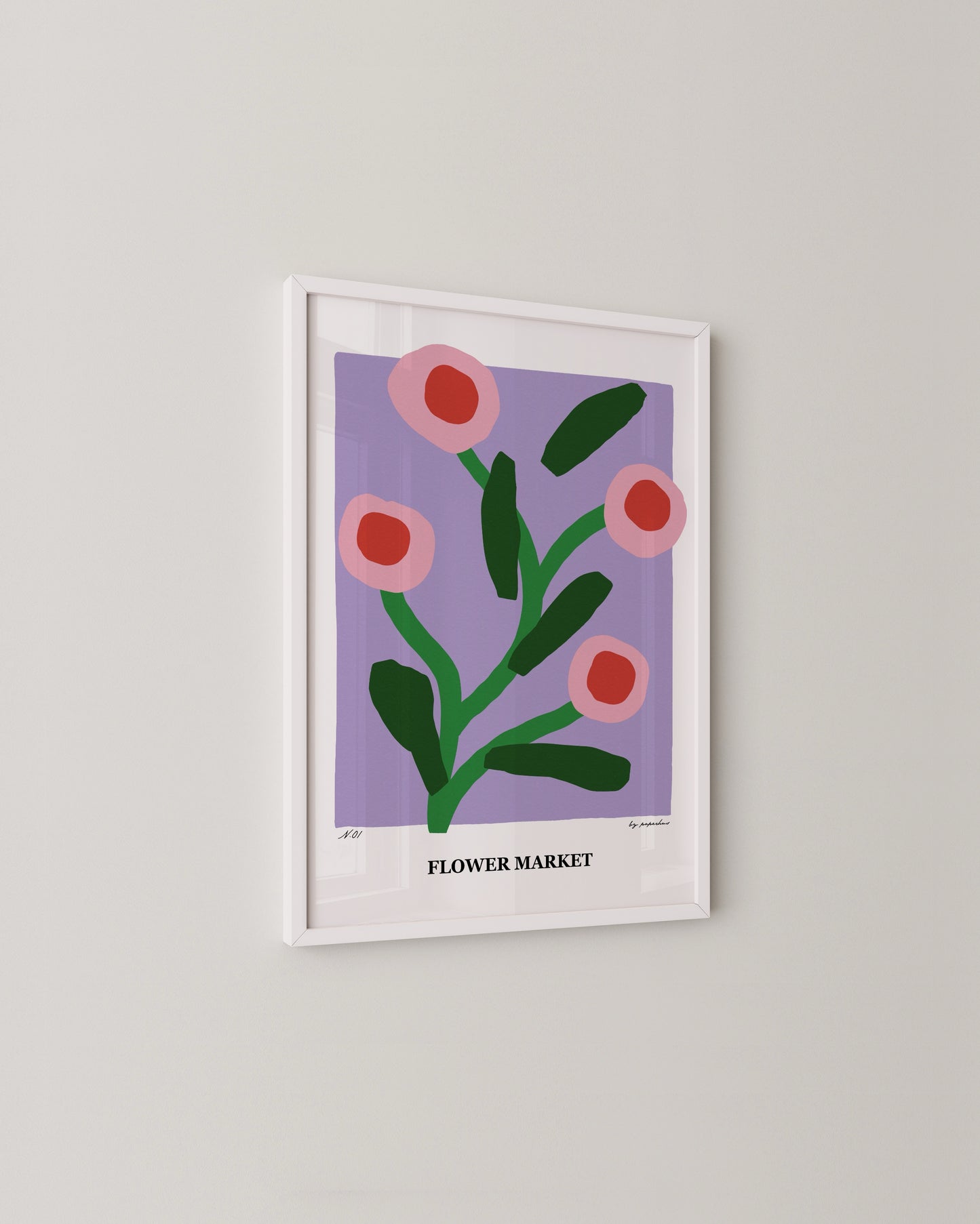 Flower Market Print | Purple Floral Poster with Scandinavian Abstract Style