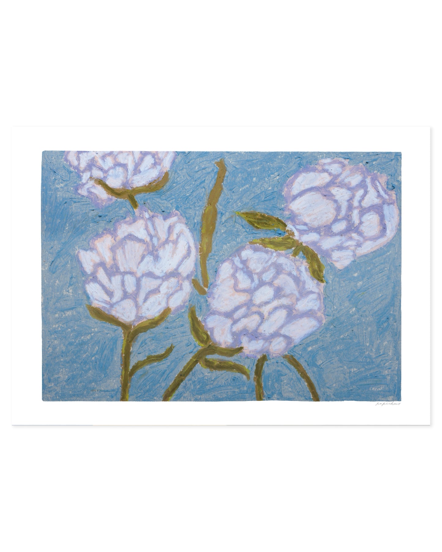 Oil Pastel. Peonies