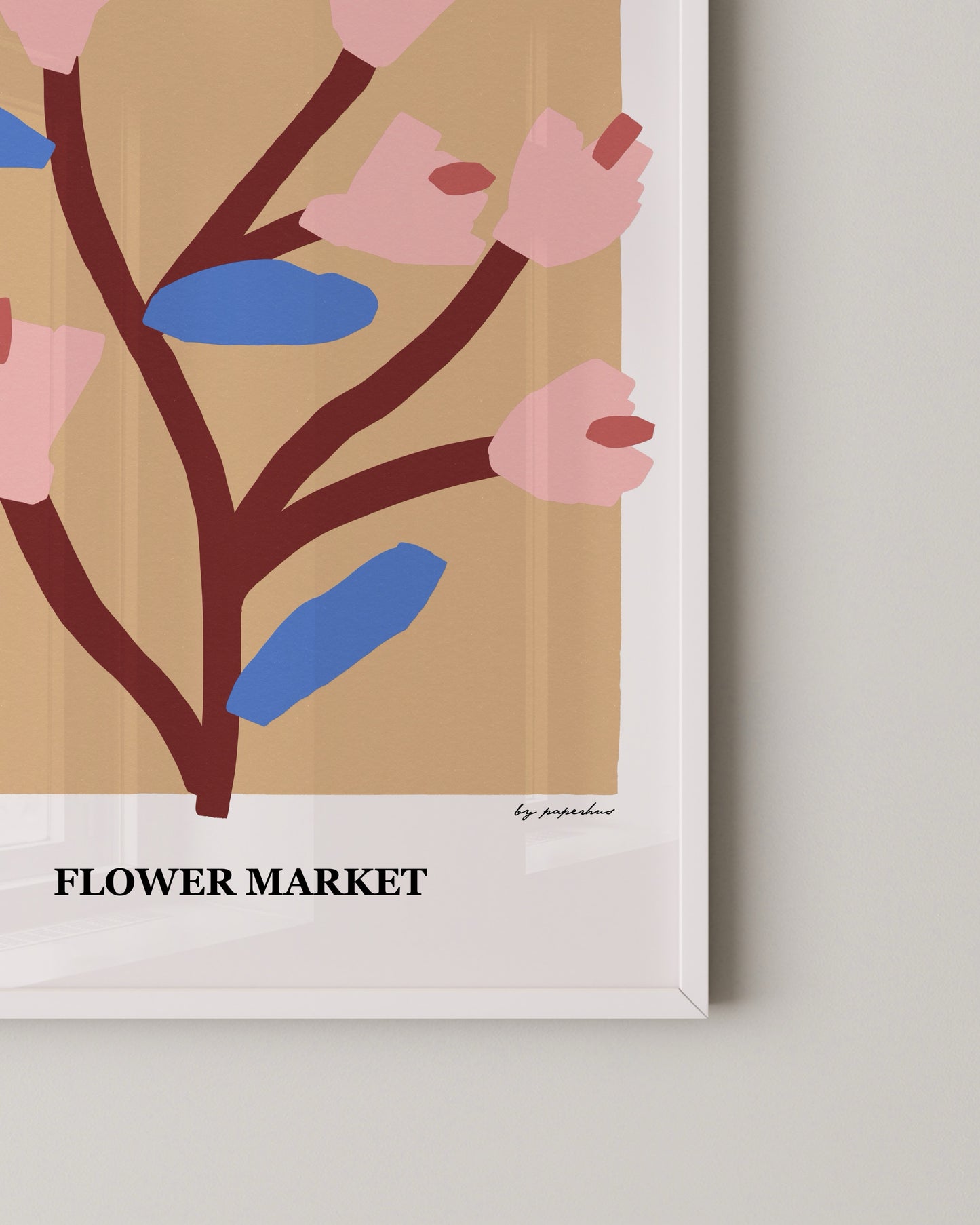 Flower Market Print | Beige Floral Poster with Modern Minimal Design
