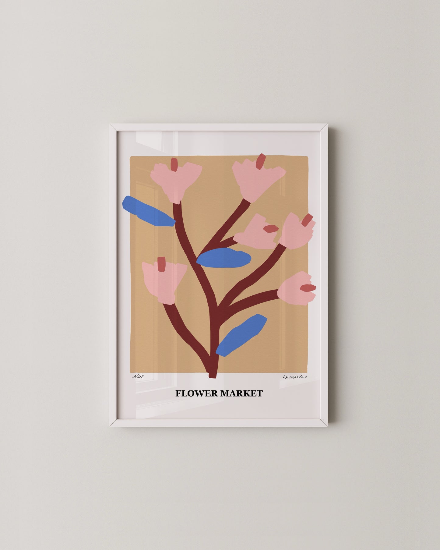 Flower Market Print | Beige Floral Poster with Modern Minimal Design