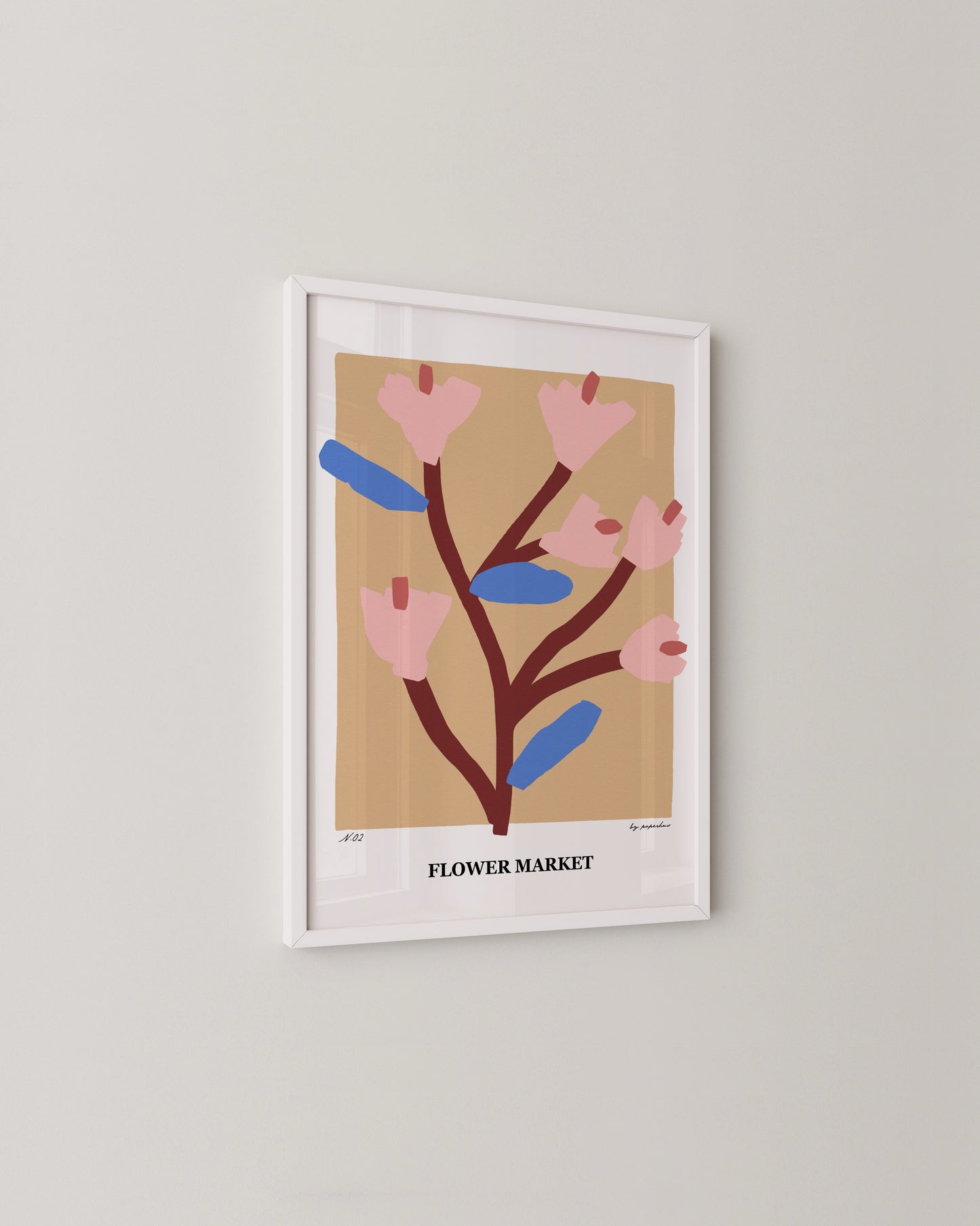 Flower Market Print | Beige Floral Poster with Modern Minimal Design
