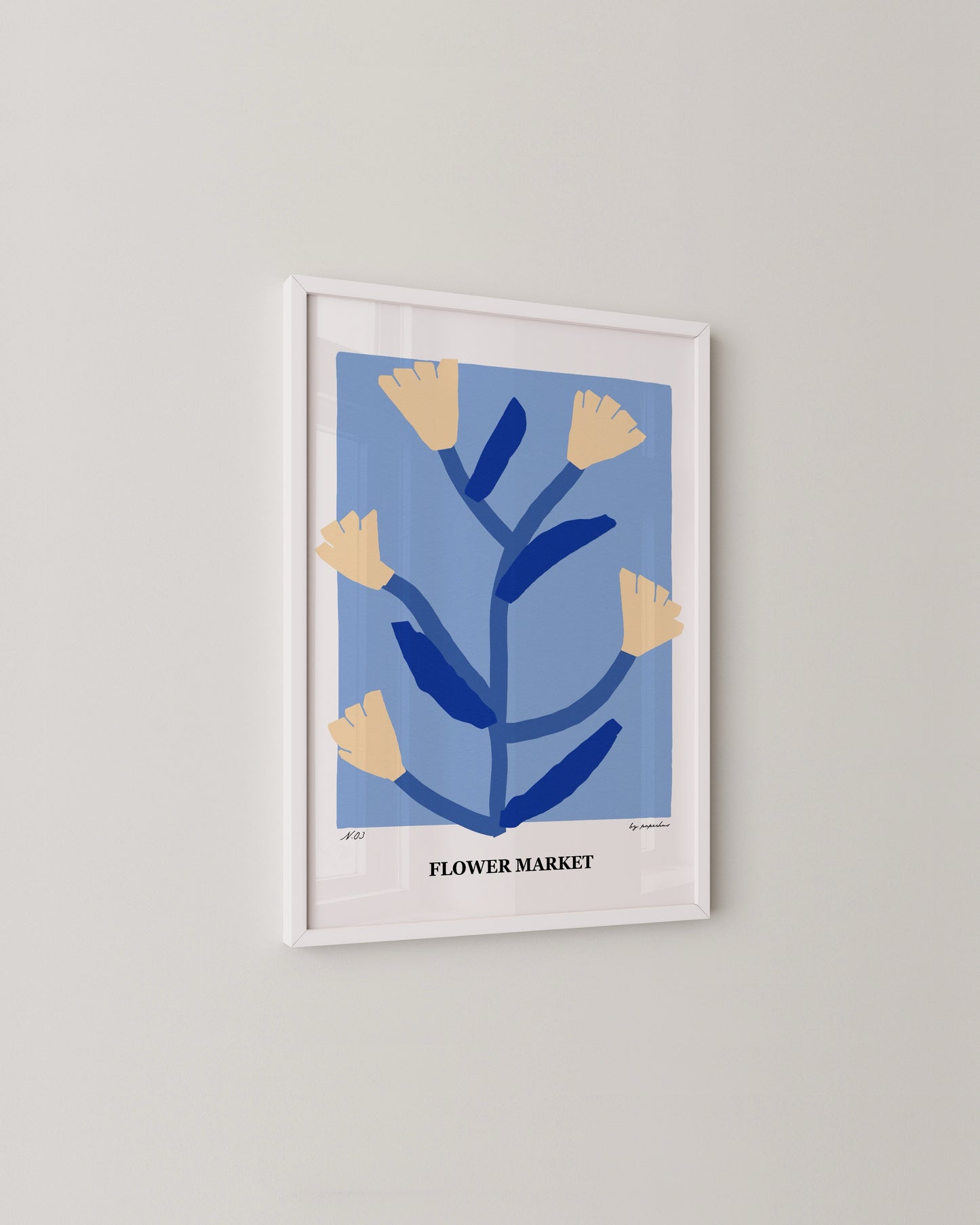 Flower Market Print | Blue Floral Poster with Modern Minimal Design