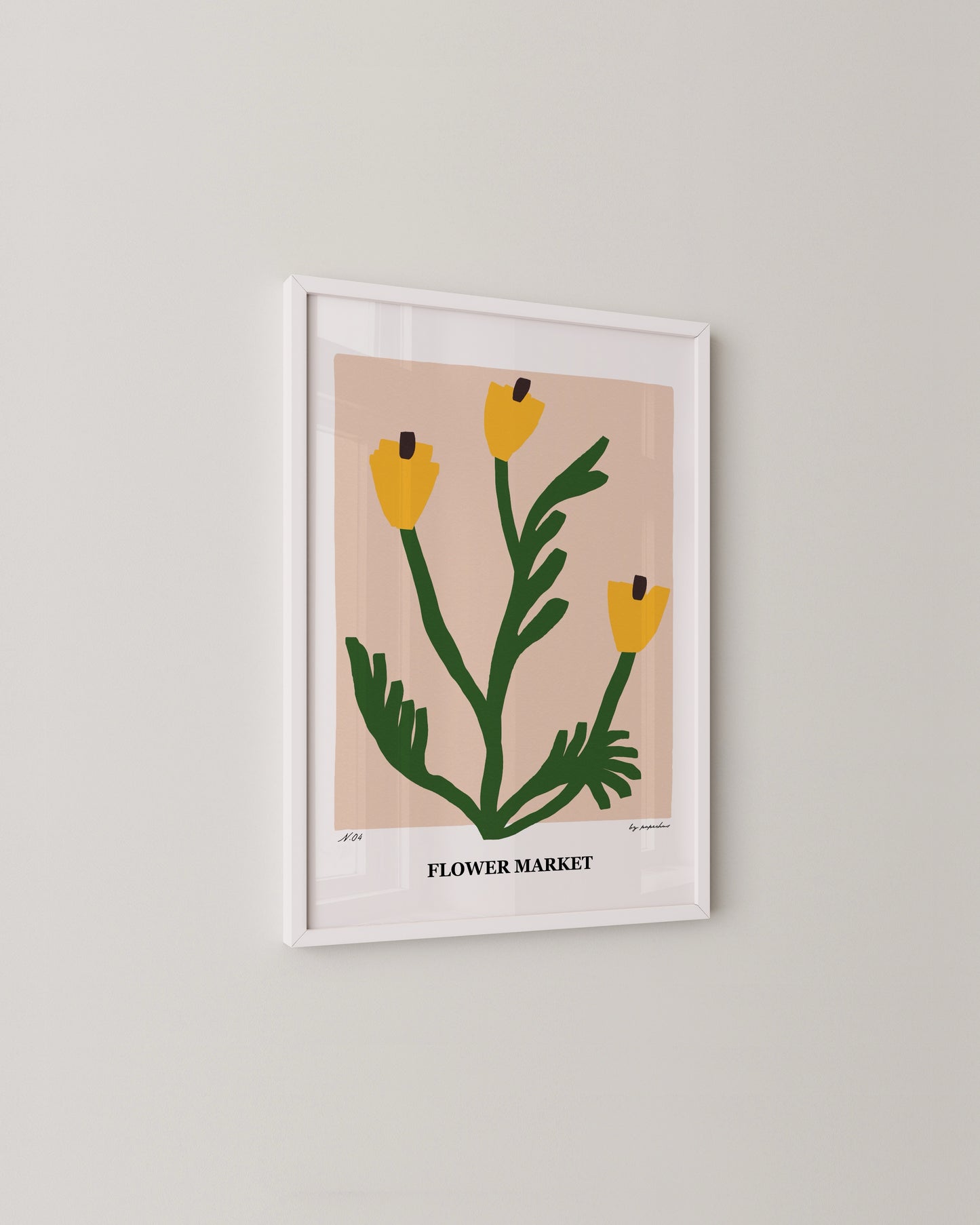 Flower Market Print | Yellow Floral Poster with Modern Minimal Design