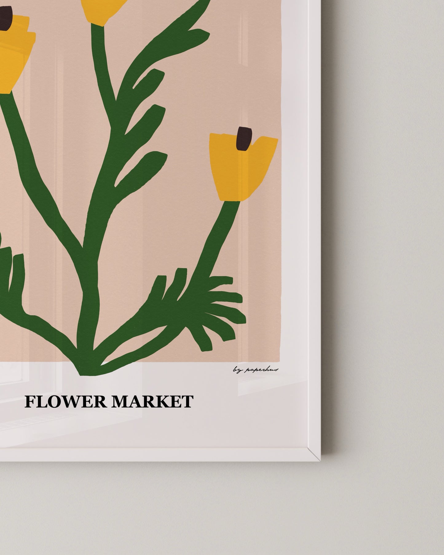 Flower Market Print | Yellow Floral Poster with Modern Minimal Design