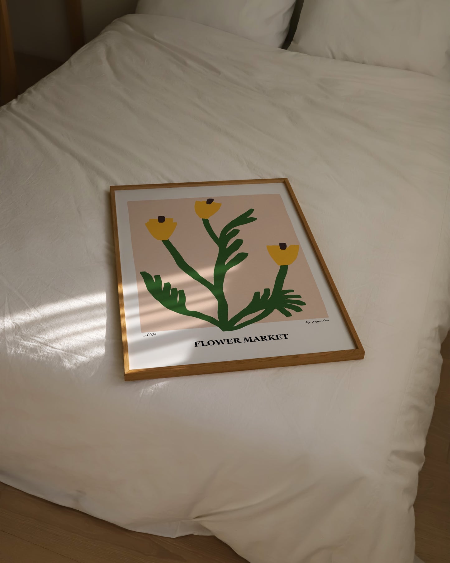 Flower Market Print | Yellow Floral Poster with Modern Minimal Design