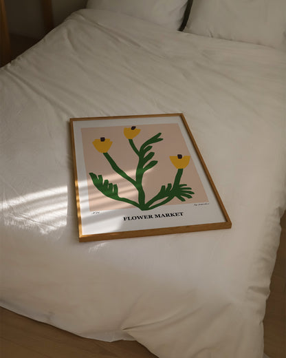Flower Market Print | Yellow Floral Poster with Modern Minimal Design
